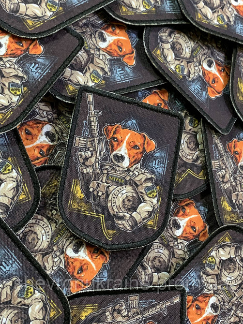 Друкований шеврон пес патрон (Форма щит. На липучці) Розмір 9x7см Київ - фото 3