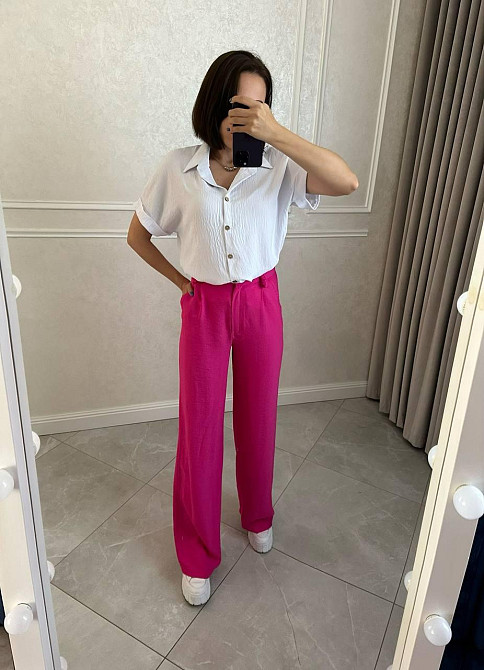 Жіноча легка базова сорочка з коротким рукавом на ґудзиках американський креп Білий, 42/44 Одеса - фото 4