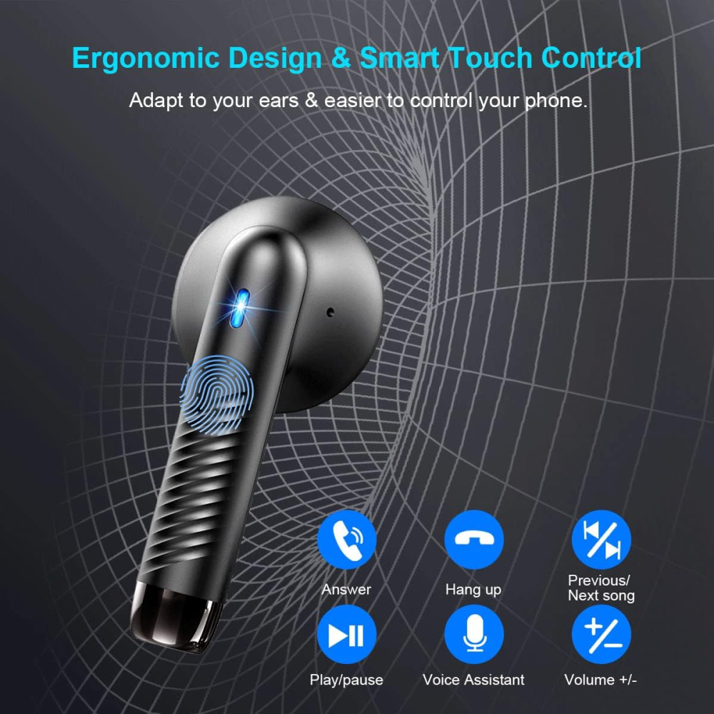 Беспроводные наушники Jxrev Bluetooth 5.4, Hi-Fi, 13 мм, ANC, IP7, до 32 часов, USB-C, сенсорное управление, Black Киев - изображение 7