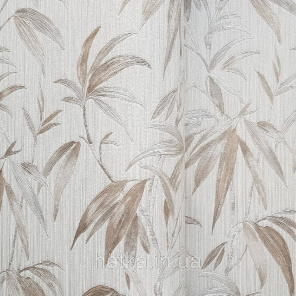 Шпалери вінілові на паперовій основі Zambaiti C88137 ABITAT бамбук листя бежевий молочний сріблястий Київ - фото 3