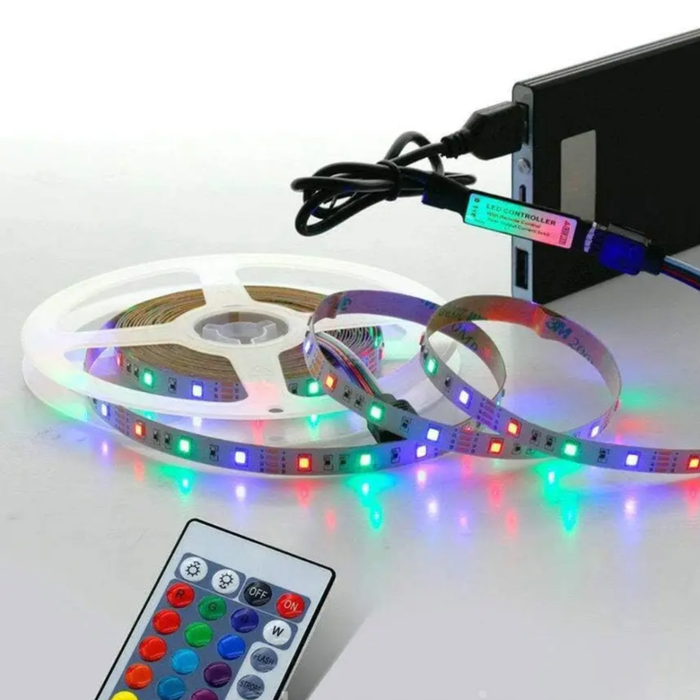 Світлодіодна лента 10 метрів LED стрічка RGB з Bluetooth багатокольорова самоклеюча лента живлення від USB Київ - фото 5