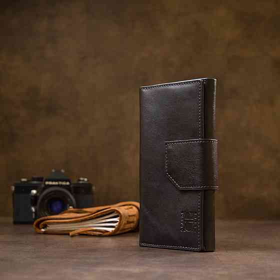 Шкіряне глянсове портмоне Чорний (GRANDE PELLE) Київ