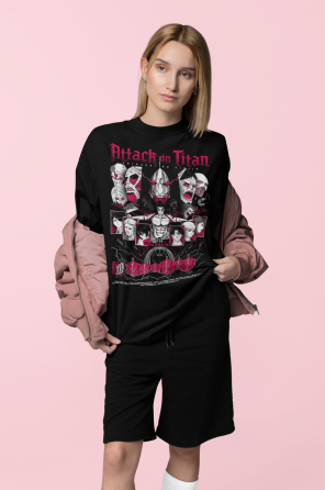 Футболка аниме Атака титанов оверсайз (S/M/L) Черний AnimeJ0626 Днепр