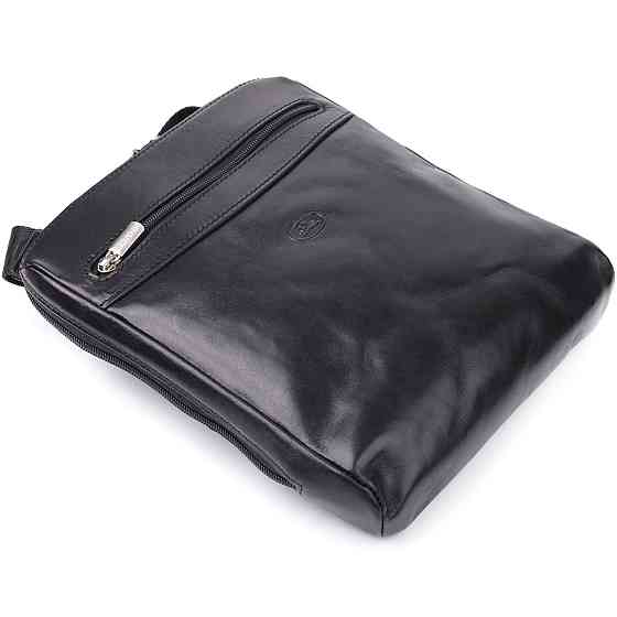 Цікава чоловіча сумка через плече з гладкої натуральної шкіри Tony Perotti 20855_1 (9137-20 nero) Чорний Київ