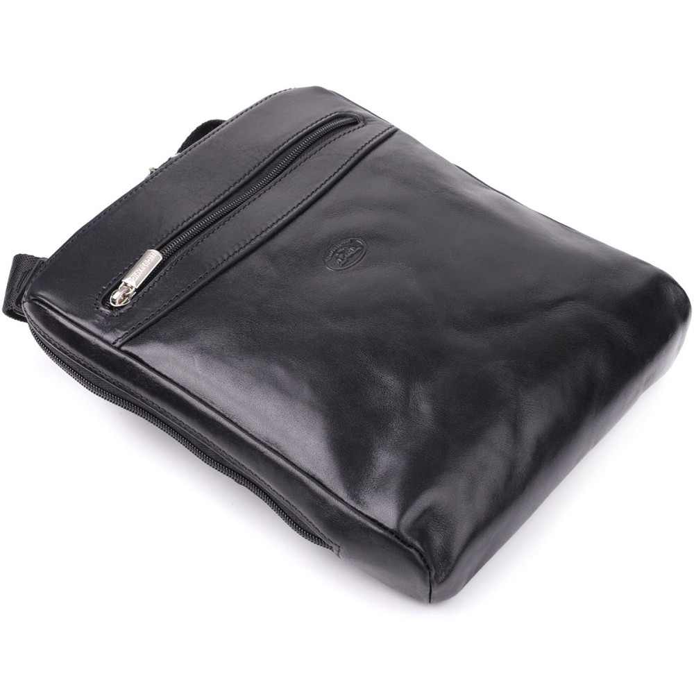 Цікава чоловіча сумка через плече з гладкої натуральної шкіри Tony Perotti 20855_1 (9137-20 nero) Чорний Київ - фото 6