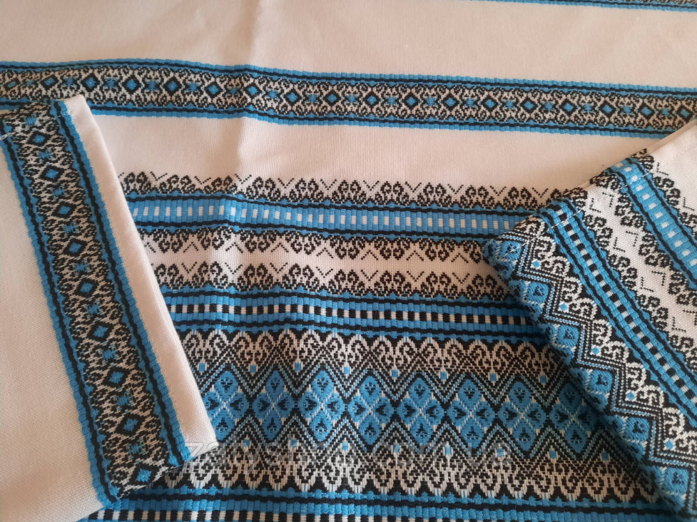 Голубая вышитая скатерть с салфетками Киев - изображение 7