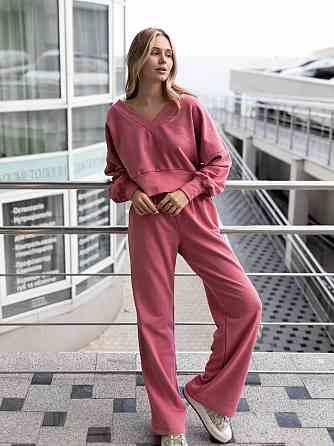 Женский базовый прогулочный костюм двойка: кофта и штаны турецкая трехнить пенье Терракот Одесса