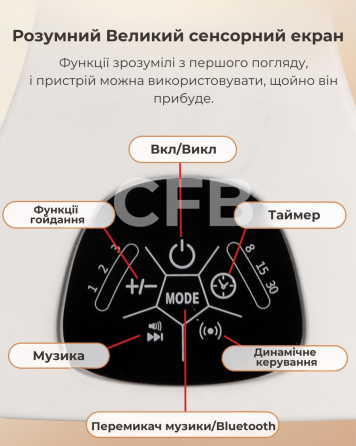 Заколисуючий центр 2в1 зі стільницею дитячий шезлонг від народження з пультом керування Сіро-білий Київ