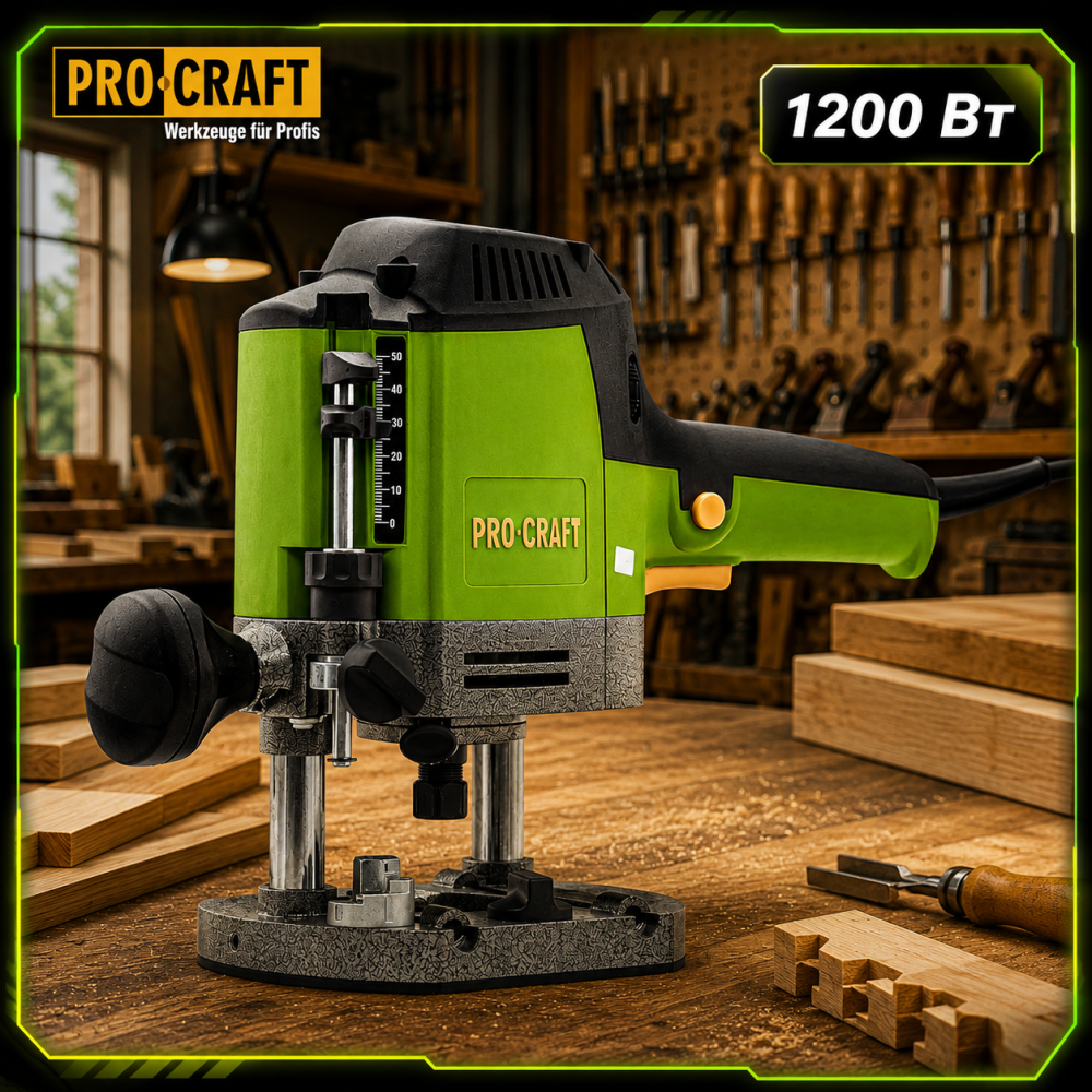 Фрезер  електричний Procraft POB-1200H з набором фрез,Ручний фрезер по дереву  1200 Вт цанги  6, 8 мм Львів - фото 1