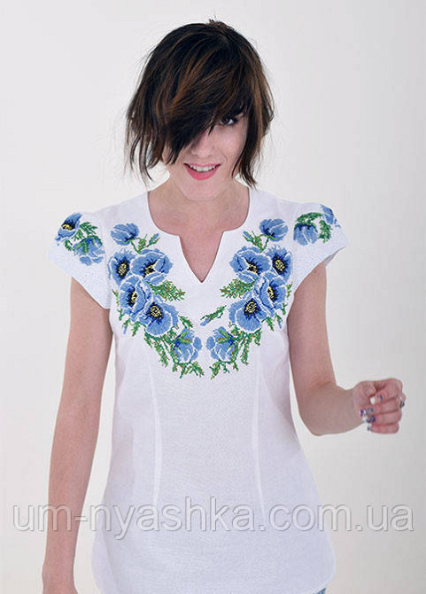 Натуральна Блузка з вишивкою "Чарівні маки" для жінок і дівчаток-підлітків Біла Кривий Ріг - фото 5