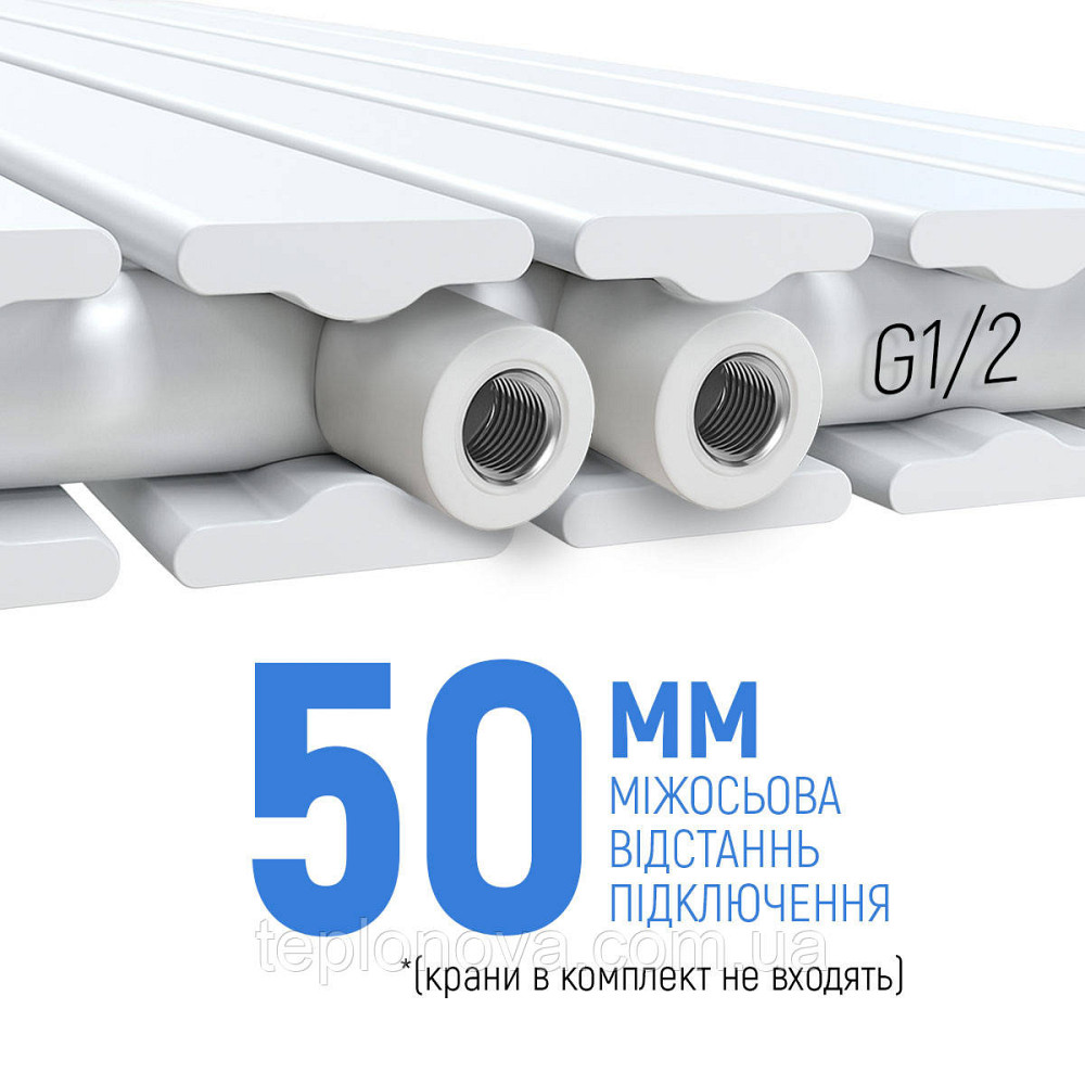 Вертикальный радиатор Largo double 456*1800-6 (50мм), anticor, белый Черновцы - изображение 2