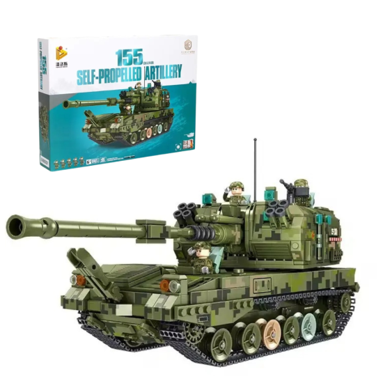 Конструктор детский.Самоходная артиллерийская установка военный танк на 1648 детали Каменец-Подольский