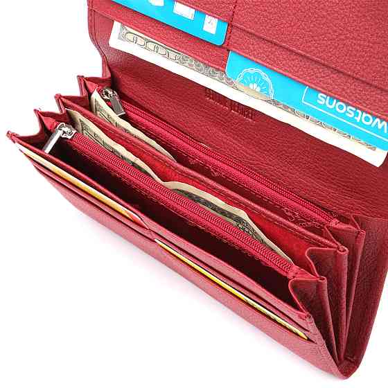 Женский вместительный кошелек из натуральной кожи ST Leather 23096 Красный Киев