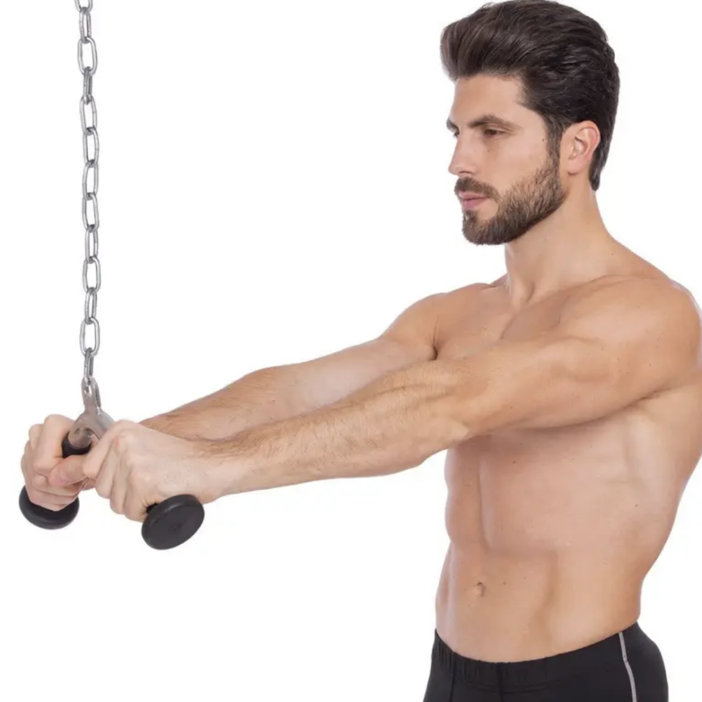 Ручка для тяги York Fitness V-подібна на трицепс з гумовими рукоятками, хром Київ - фото 5