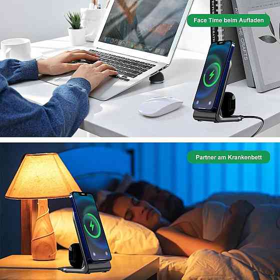 Беспроводная зарядная станция 2в1 с MagSafe, зарядка для телефона и наушников iPhone, AirPods, Samsung 15Вт Киев