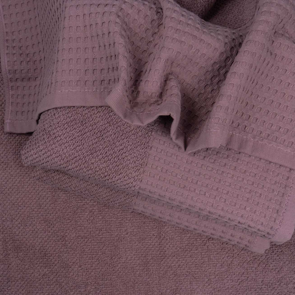 Комплект махрових рушників Вафельний Бордюр 2шт GM Textile 50х90см, 70х140см 450г/м2 (Виноград) Суми - фото 5