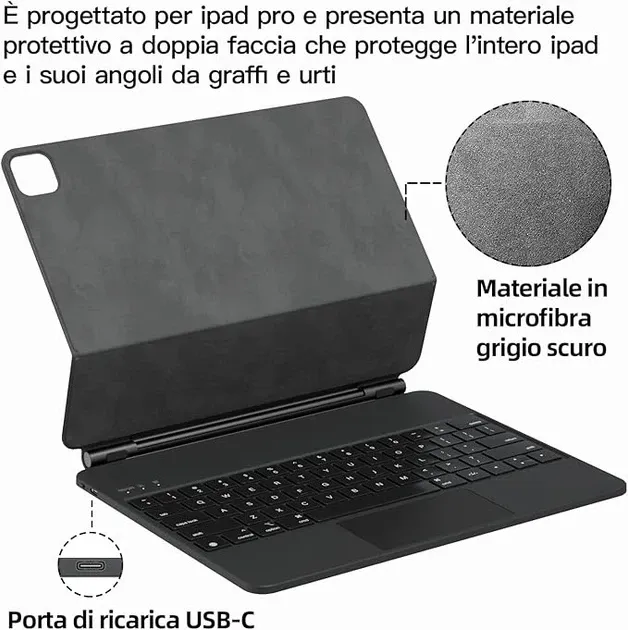 Чехол клавиатура F19 Starry Black для iPad Air 13 2024 и iPad Pro 12.9 iPad Pro 6/5/4/3 поколения 2022 2021 2020 и 2018 лет Днепр - изображение 3