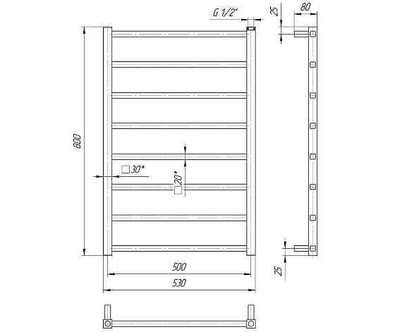 Водяна рушникосушка Mario Токіо 800x530/500 золото Київ