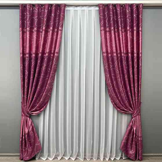 Комплект готовых штор VR-Textil Софт Лиана № 1920ш Малиновый 100х270 см 2 шт (31-988) Киев