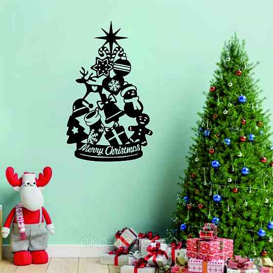 Декоративное настенное Панно «Новый год», Декор на стену 70*42 см, Чёрный Киев