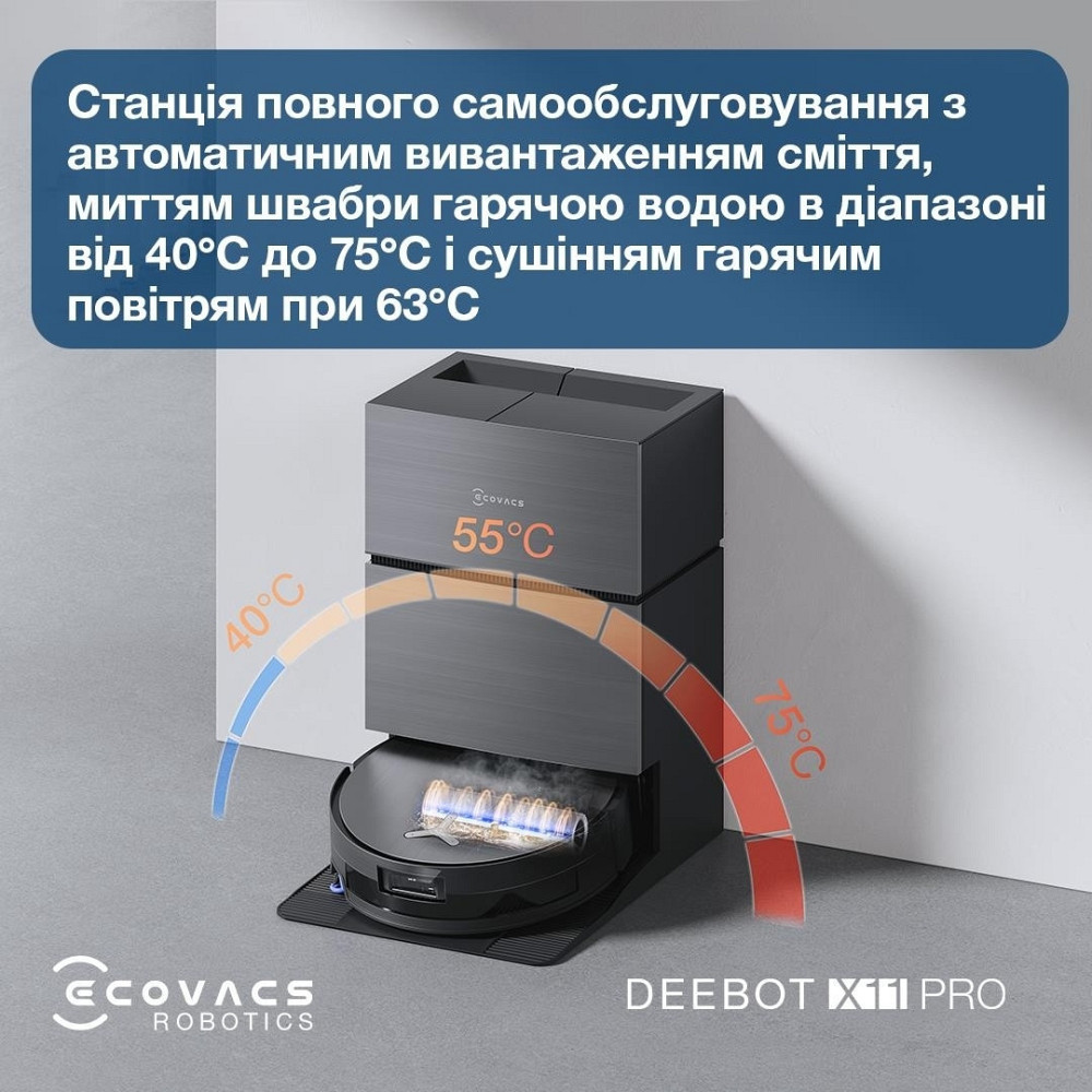 Робот-пилосос Ecovacs Deebot X11 Pro Omni (DEX99-1 Black) ( 10938 ) Харків - фото 12