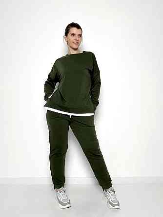 Трикотажний костюм-двійка "Spring" оптом | Батал | Розпродаж моделі Хакі, 50-52 Київ