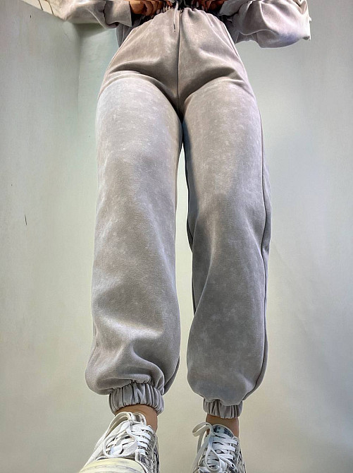 Костюм жіночий Joy One 8899 варений тай-дай спортвний худі з капюшоном брюки джоггери на резинці бежевий, бежевий, XL Київ - фото 13