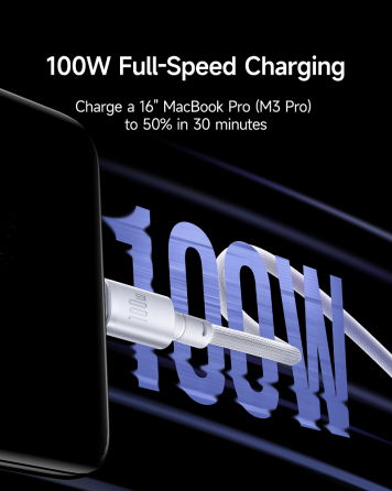Кабель Baseus New Braided Fast Charging Cable USB-A to USB-C 100W/7.5W 1m Cosmic Black Одеса