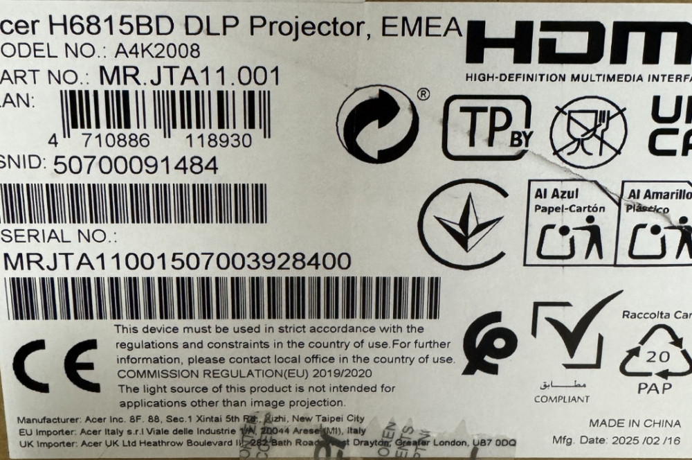 Проектор Acer H6815BD Харків - фото 1