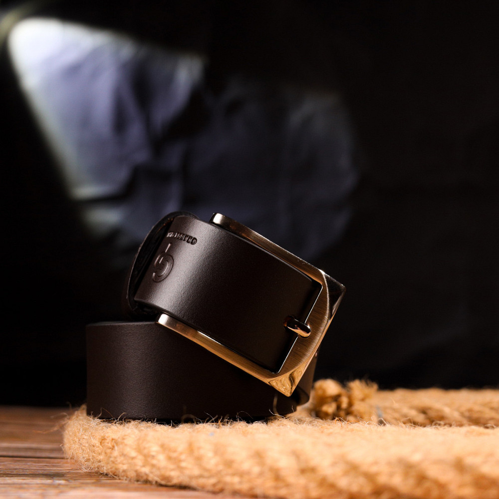 Стильный брючный мужской ремень из натуральной кожи Grande Pelle 21449 Коричневый Киев - изображение 10