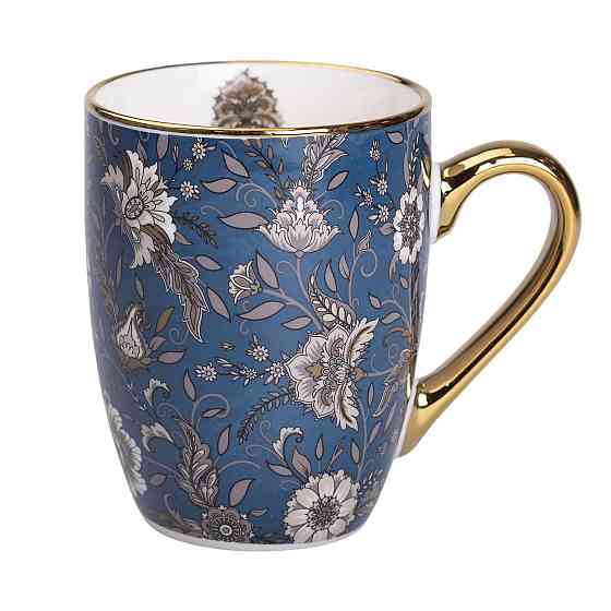 порцелянова чашка 400 мл із золотим обідком і золотою ручкою Синя RX-N240665BL Коломия