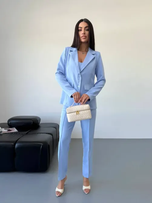 Стильний брючний костюм трійка із піджаком Одеса - фото 17