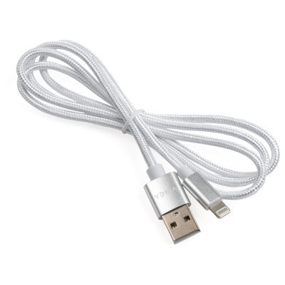 Дата кабель USB 2.0 AM to Lightning 1m nylon silver Vinga (VCPDCLNB1S) Винница - изображение 3