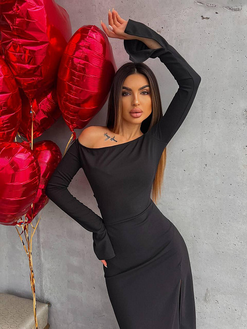 Женское элегантное праздничное платье с разрезом на ножке Одесса - изображение 5