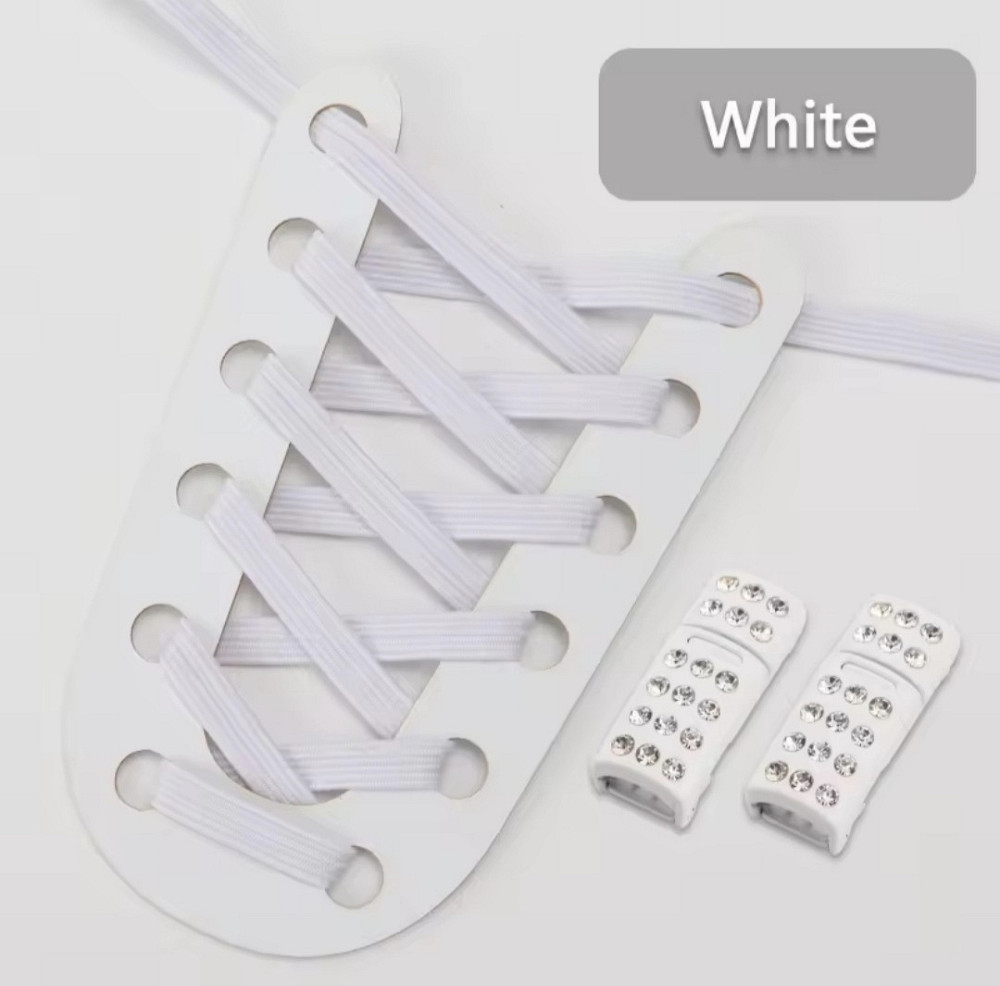 Шнурки еластичні без зав'язок з магнітною застібкою зі стразами Білий Смела - изображение 1