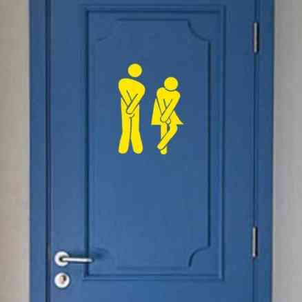 Жовта Наклейка на двері туалету 11*14см Київ