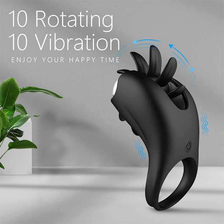 Віброкольцо з ротацією для стимуляції клітора 20 режимів Чорний Вінниця - фото 1