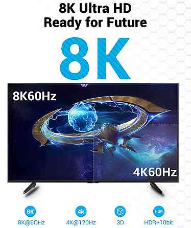 Кабель HDMI M - M, 2.0 м, V2.1, 8K 60Гц PVC Black Vention Винница