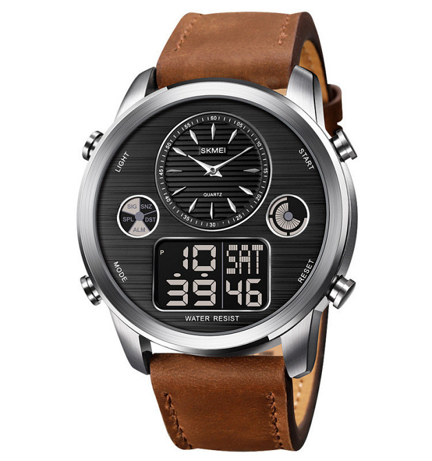 Чоловічий спортивний годинник Skmei 1653 (Коричневі з сріблястим) Вінниця - фото 3