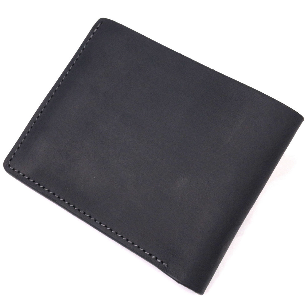 Практичний шкіряний гаманець у дві додавання Чорний (GRANDE PELLE) Київ - фото 6