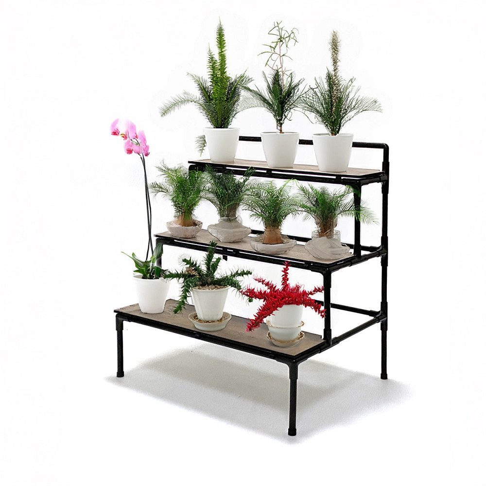 Підставка для квітів та вазонів Malva трирівнева ступінчаста металева чорна Борисполь - изображение 1