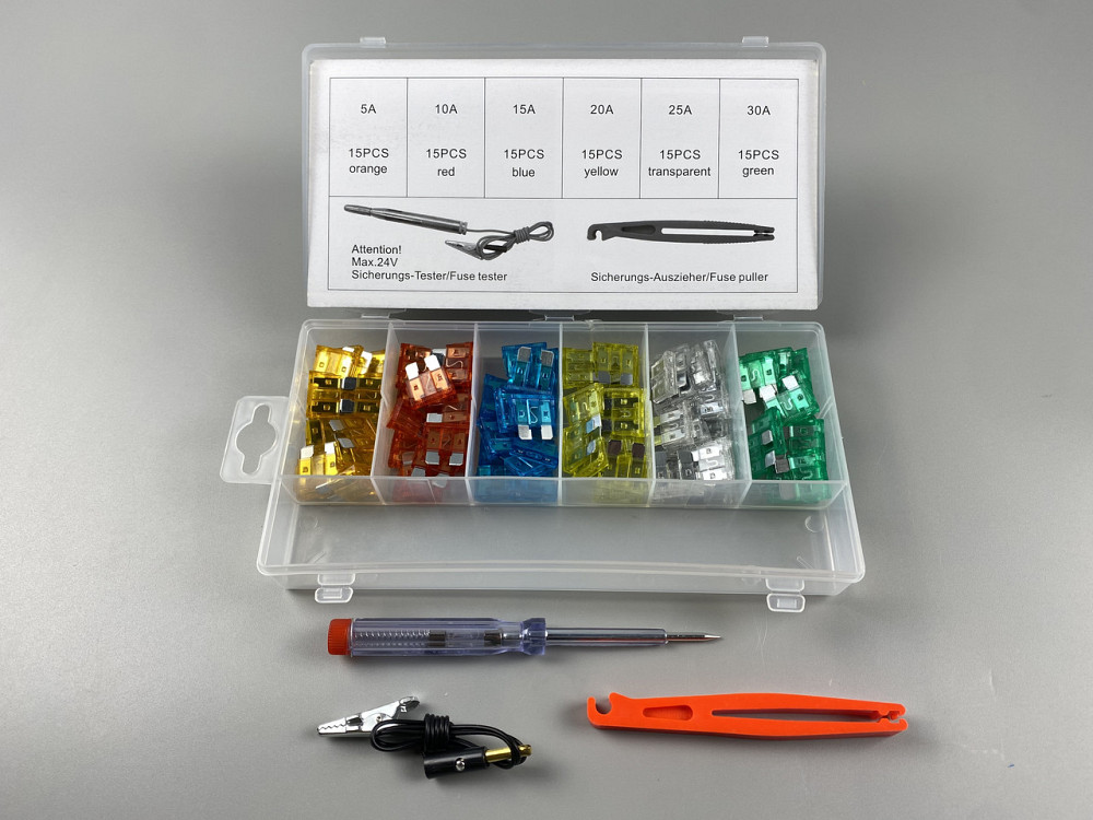Набор предохранителей 93 шт  (5А, 10А, 15А, 20А, 25А, 30А) захват + тестер 6-24В пластиковый бокс Мукачево - изображение 4