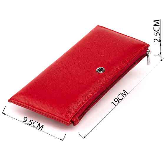 Горизонтальный тонкий кошелек из кожи женский ST Leather 19330 Красный Киев