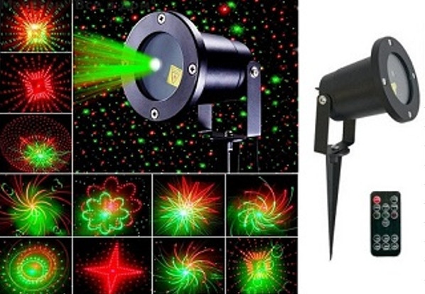 Уличный лазерный прожектор проектор Waterproof Lazer Звездное небо+фигуры с пультом (red + green) Винница - изображение 1
