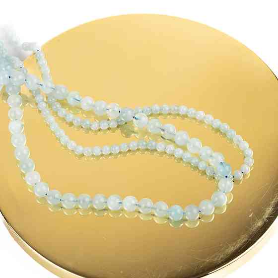 Аквамарин натуральний камінь для браслетів та підвісок намистини для рукоділля на нитці 39-41 см діаметр 6 мм Кам'янець-Подільський