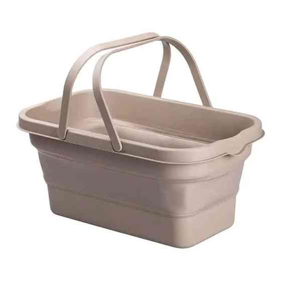 Складний кошик для пікніка з кришкою-столиком 44.8х26х14 см Бежевий SJ-0120BE Київ