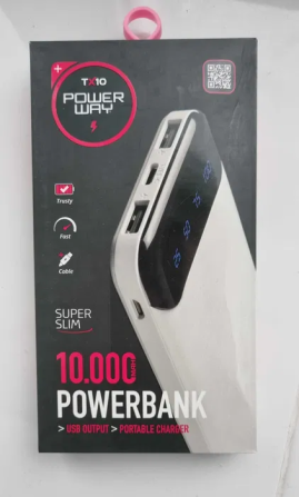 Портативний зовнішній акумулятор Power Bank Powerway TX10 10000mAh (Чорний) Вінниця - фото 5