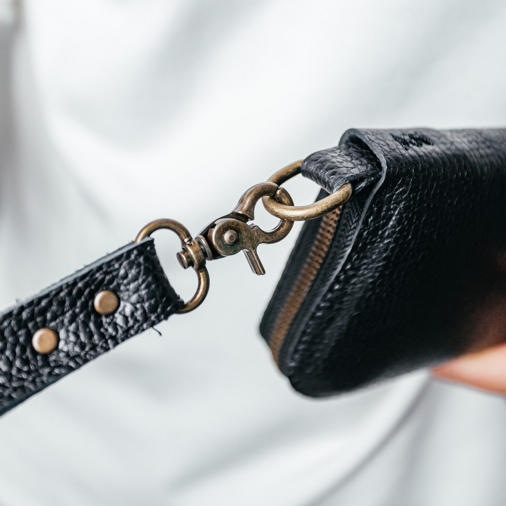 Чоловічий гаманець шкіряний, місткий гаманець із відділеннями на блискавці, Crazy Horse, чорнийMasterSem Київ - фото 6