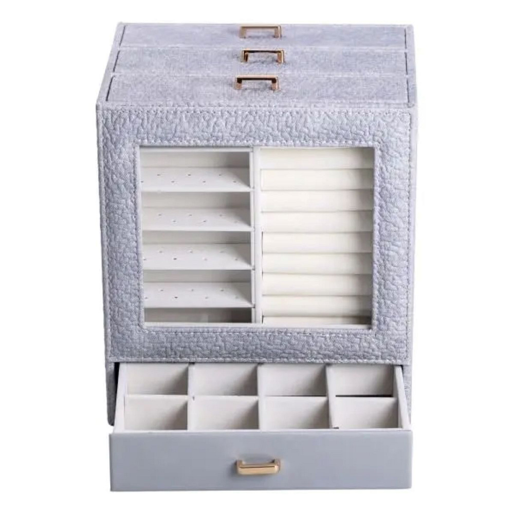 Скринька для прикрас з еко шкіри 3 яруси органайзер для ювелірних виробів HP-5-16G Коломия - фото 4