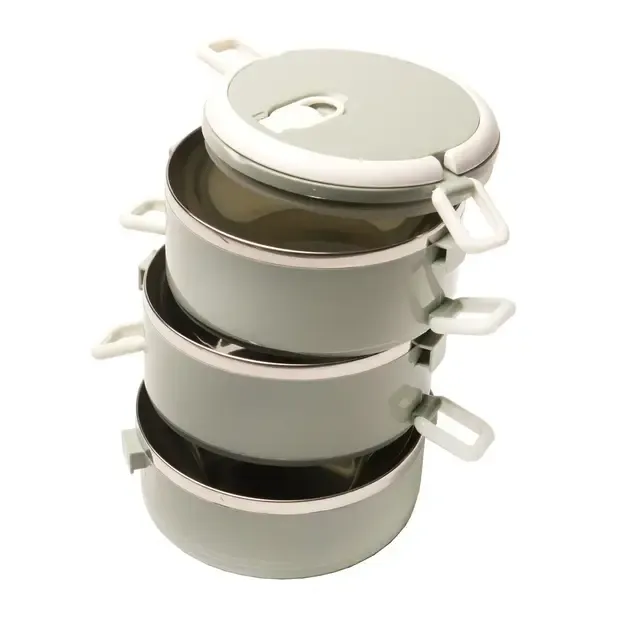 Ланч-бокс Supretto трехсекционный круглый из нержавеющей стали 1500 мл Коломия - фото 2